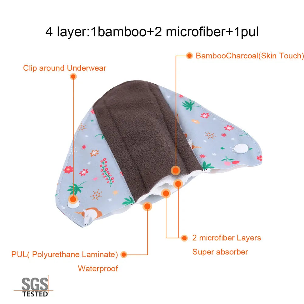 Serviettes hygiéniques réutilisables en charbon de bambou – Protège-slips lavables