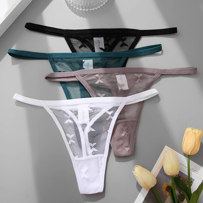 Ensemble 2 strings en maille pour femme – Strings transparents sans couture