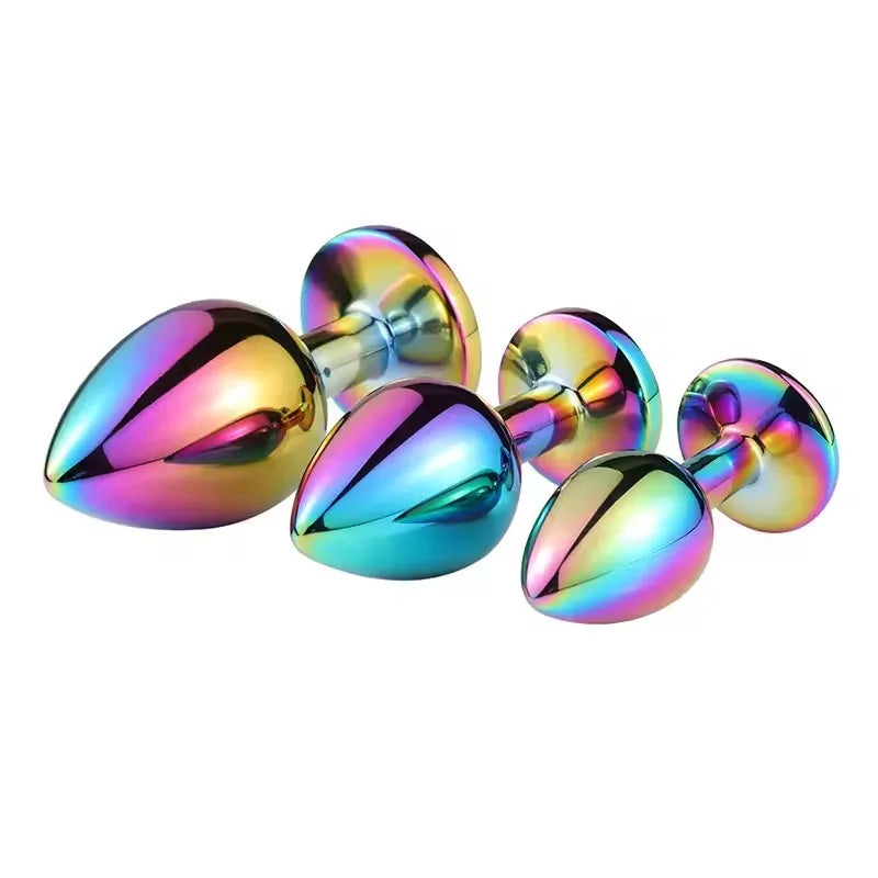 Ensemble de plugs anaux arc-en-ciel en or rose, petites, moyennes et grandes tailles, perles anales en métal, plug anal, bijoux, gode, jouet sexuel pour femme et homme