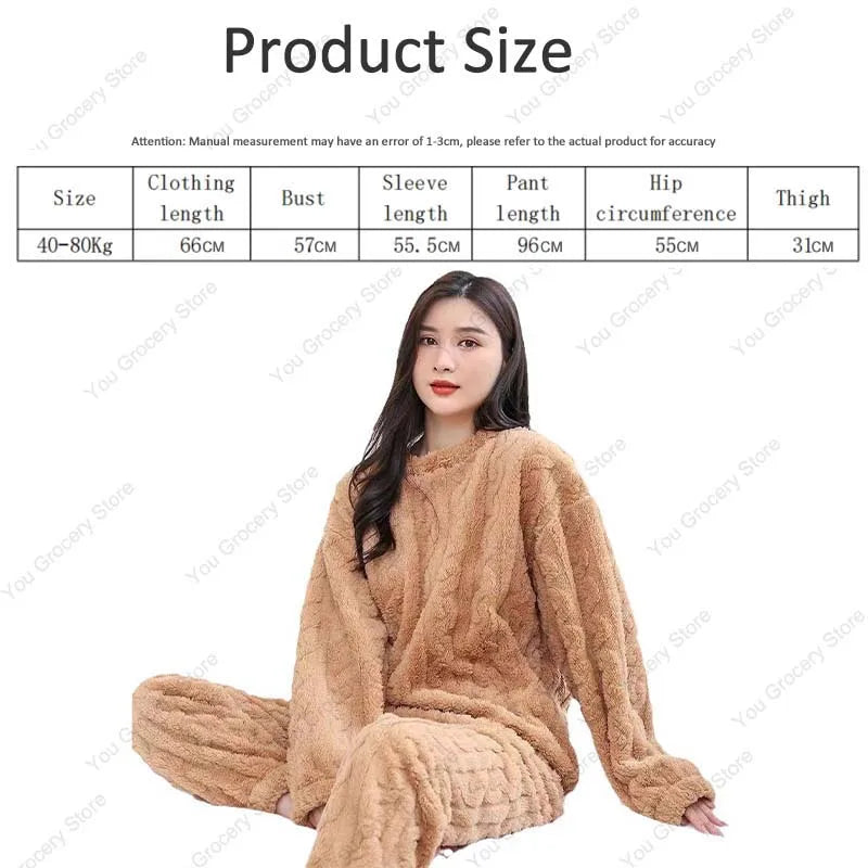 Ensemble pyjama en velours polaire pour femme – Pull et pantalon