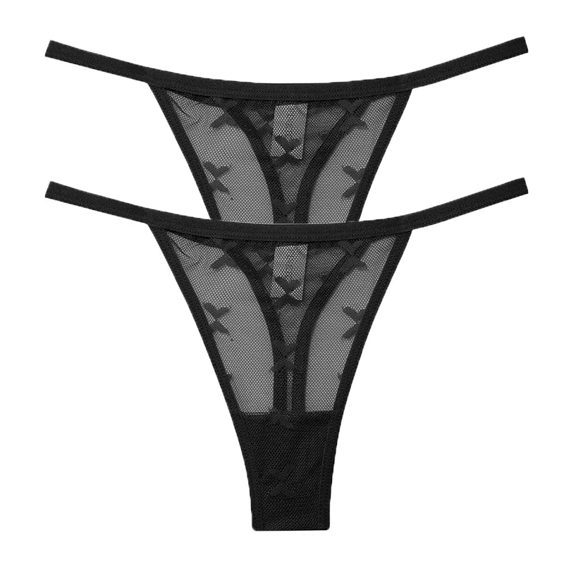 Ensemble 2 strings en maille pour femme – Strings transparents sans couture
