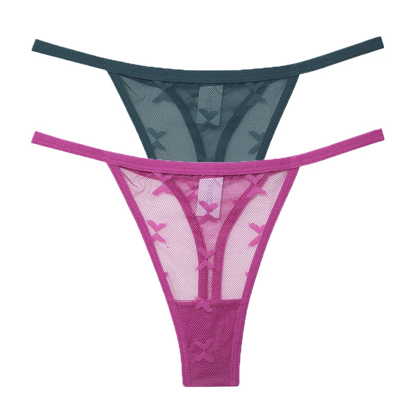Ensemble 2 strings en maille pour femme – Strings transparents sans couture