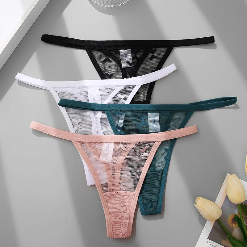 Ensemble 2 strings en maille pour femme – Strings transparents sans couture