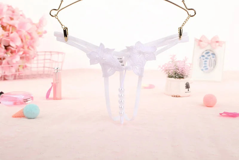 String en perles pour femme – Lingerie sexy à entrejambe ouvert