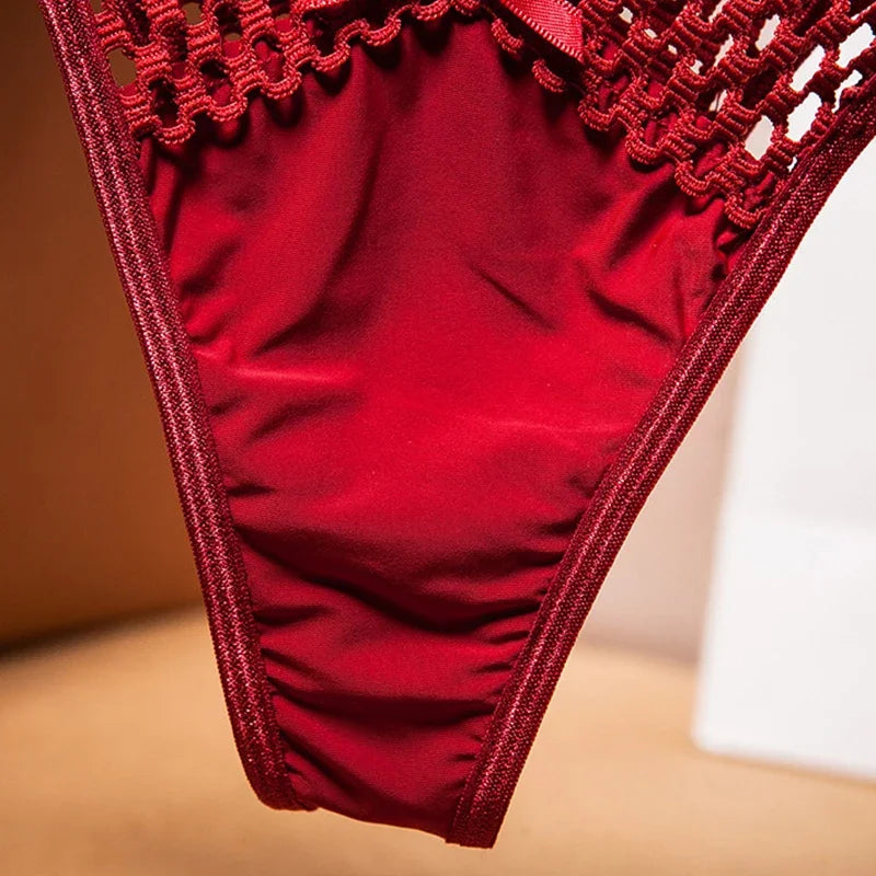 Culotte sexy pour femme, taille basse, ajourée, croisée, lingerie sexy, sous-vêtements confortables, string en soie glacée, tendance