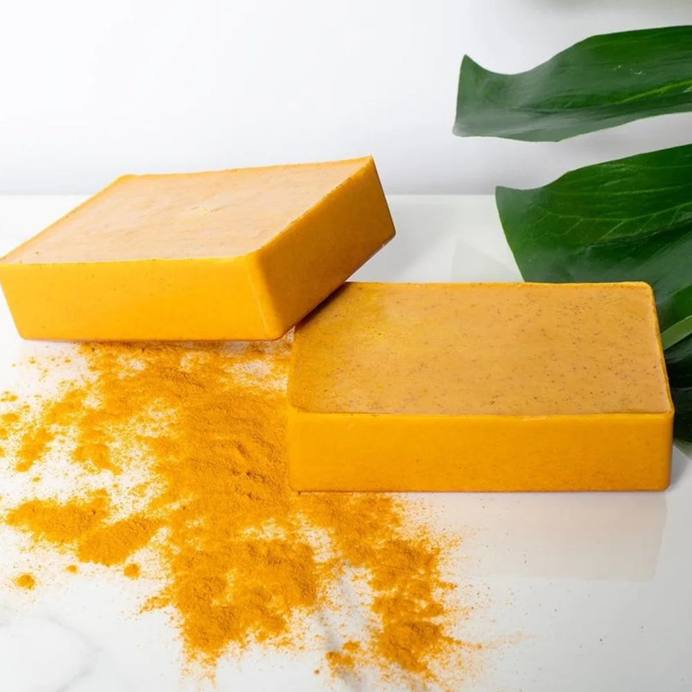 Savon artisanal au curcuma 100 g, savon au citron et à l'acide kojique, savon pour la douche et le visage