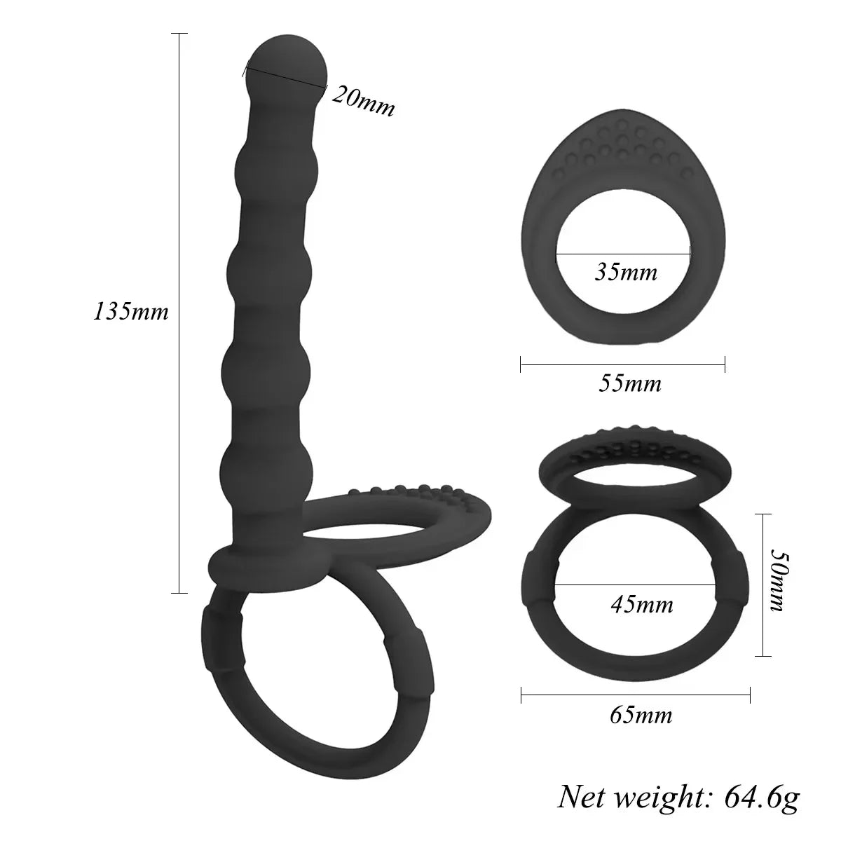 Vibromasseur double pénétration en silicone – Plug anal et jouet pour couple