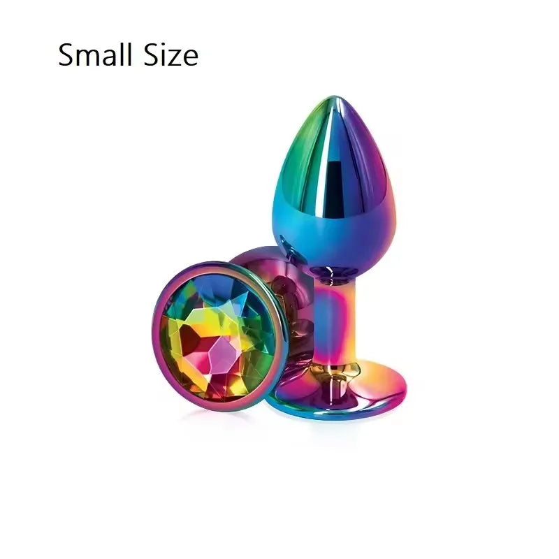 Ensemble de plugs anaux arc-en-ciel en or rose, petites, moyennes et grandes tailles, perles anales en métal, plug anal, bijoux, gode, jouet sexuel pour femme et homme