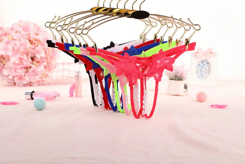 String en perles pour femme – Lingerie sexy à entrejambe ouvert