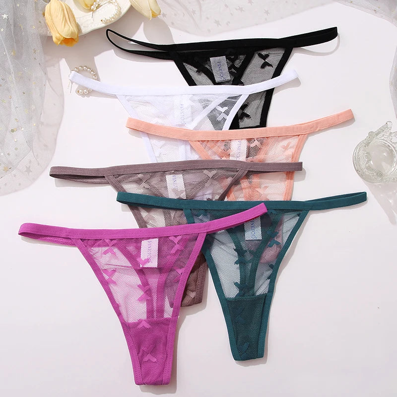 Ensemble 2 strings en maille pour femme – Strings transparents sans couture