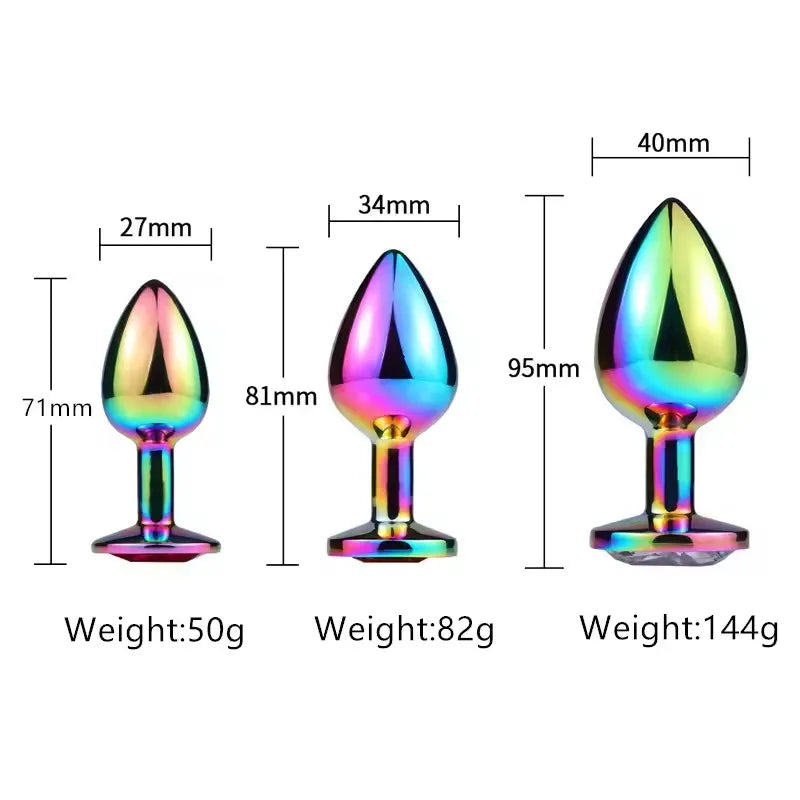 Ensemble de plugs anaux arc-en-ciel en or rose, petites, moyennes et grandes tailles, perles anales en métal, plug anal, bijoux, gode, jouet sexuel pour femme et homme
