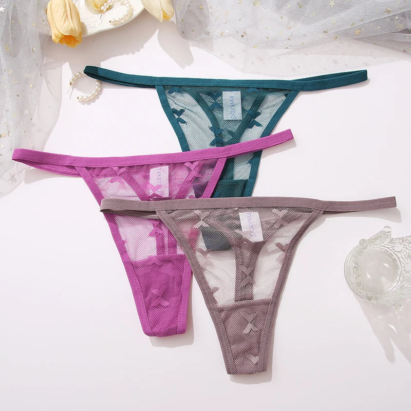 Ensemble 2 strings en maille pour femme – Strings transparents sans couture