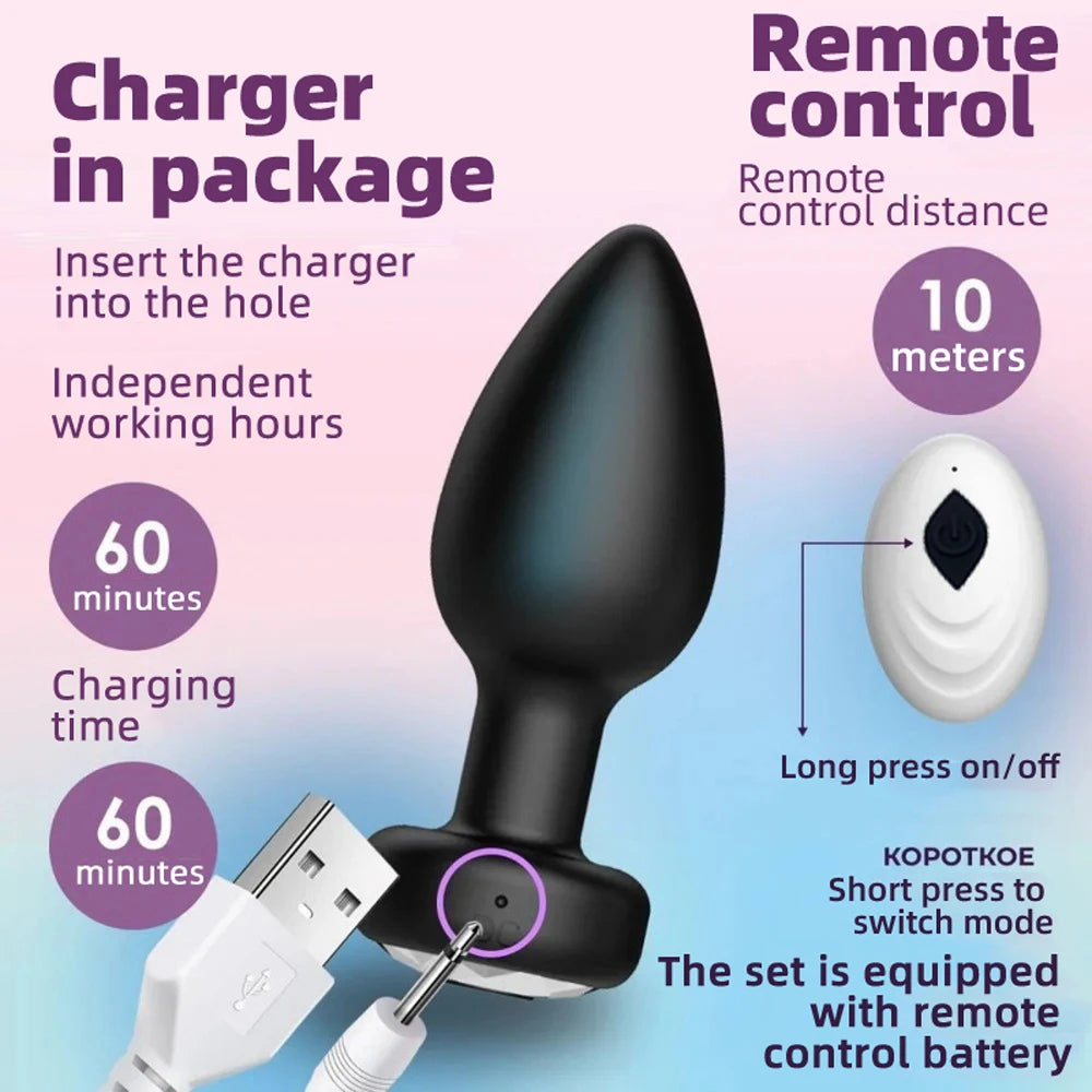 Vibromasseur anal sans fil avec télécommande, plug anal, masseur de prostate, masturbateur vaginal féminin, jouets sexuels pour adultes, femmes et hommes gays