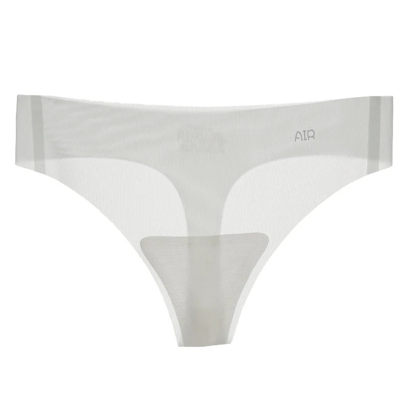 Lot de 3 strings transparents ultra-fins pour femme, sous-vêtements sexy sans couture, taille basse, couleur unie, séchage rapide