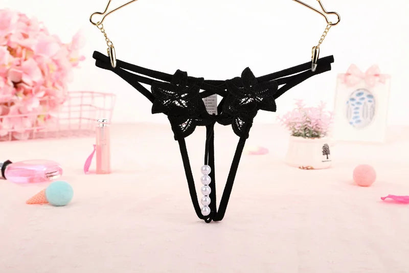 String en perles pour femme – Lingerie sexy à entrejambe ouvert