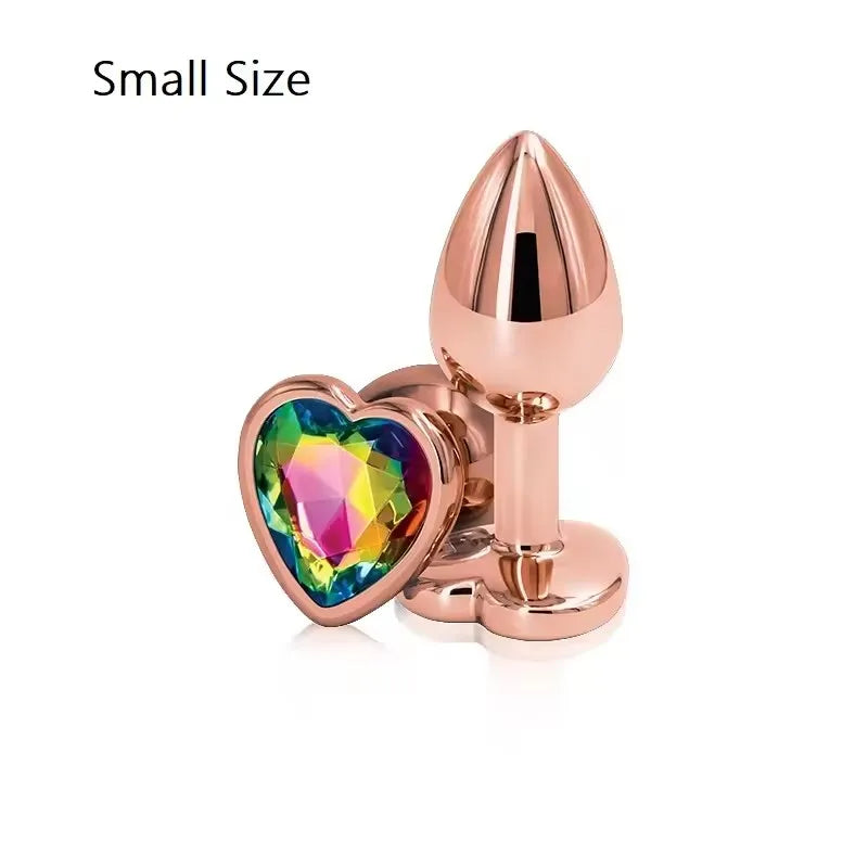 Ensemble de plugs anaux arc-en-ciel en or rose, petites, moyennes et grandes tailles, perles anales en métal, plug anal, bijoux, gode, jouet sexuel pour femme et homme