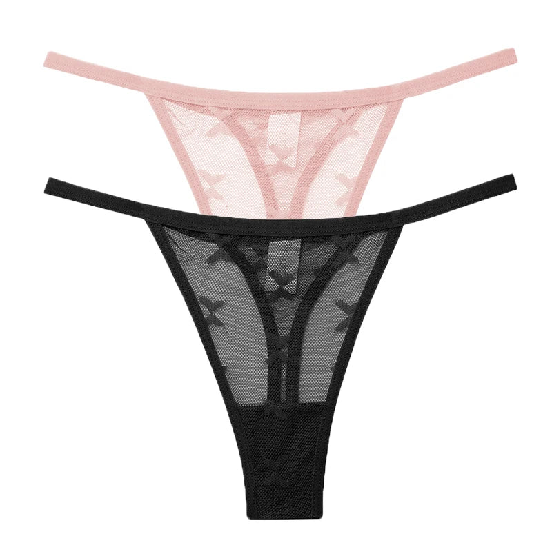 Ensemble 2 strings en maille pour femme – Strings transparents sans couture