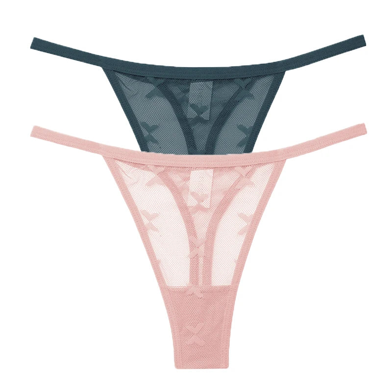 Ensemble 2 strings en maille pour femme – Strings transparents sans couture