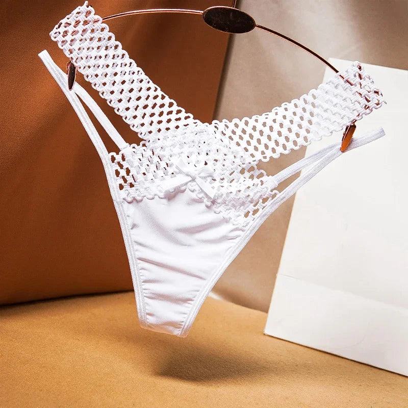 Culotte sexy pour femme, taille basse, ajourée, croisée, lingerie sexy, sous-vêtements confortables, string en soie glacée, tendance