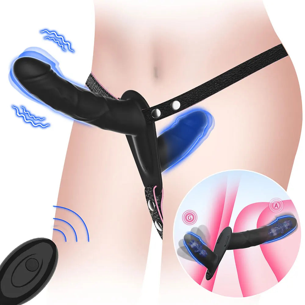 Vibromasseur à double tête pour pénis artificiel, ceinture vibrante et portable, pour lesbiennes, jouets sexuels vibrants, gode ceinture pour filles