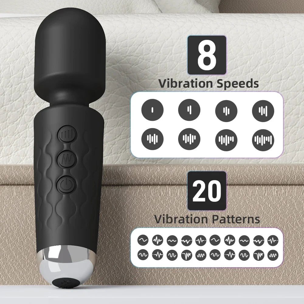 Vibromasseur AV puissant à 20 vitesses pour femmes, stimulateur de clitoris, point G, baguette magique, gode, masturbation féminine, jouets sexuels pour adultes