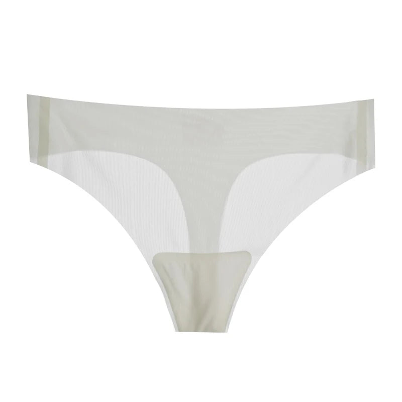 Lot de 3 strings transparents ultra-fins pour femme, sous-vêtements sexy sans couture, taille basse, couleur unie, séchage rapide