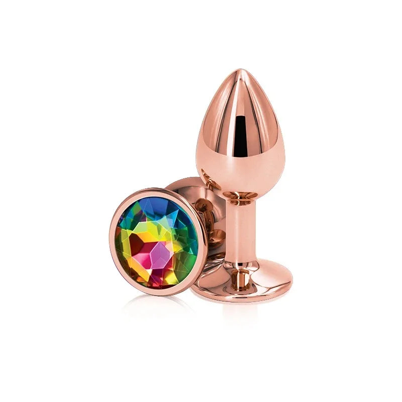 Ensemble de plugs anaux arc-en-ciel en or rose, petites, moyennes et grandes tailles, perles anales en métal, plug anal, bijoux, gode, jouet sexuel pour femme et homme