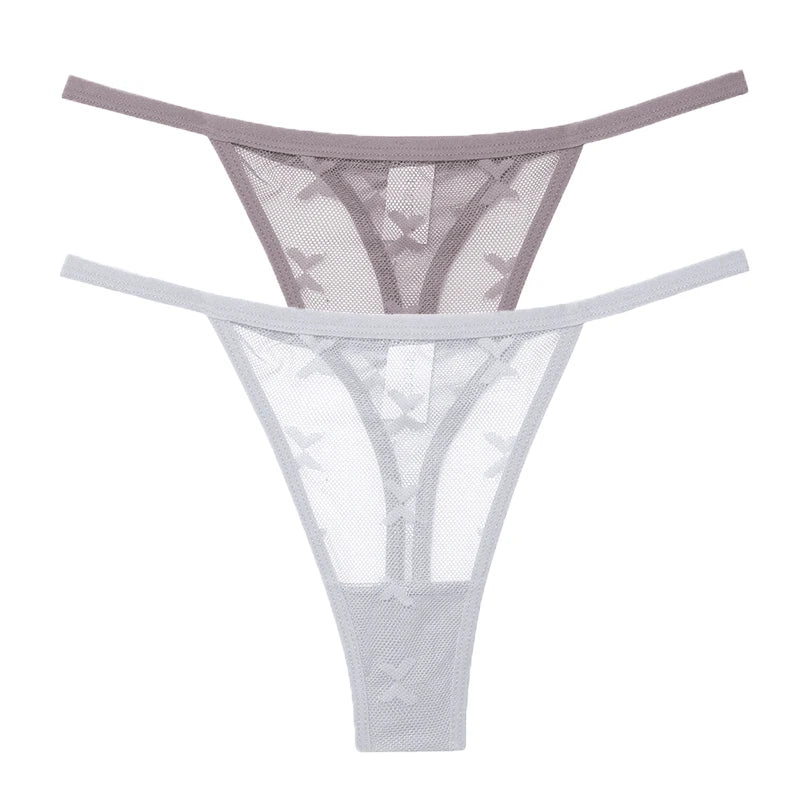 Ensemble 2 strings en maille pour femme – Strings transparents sans couture