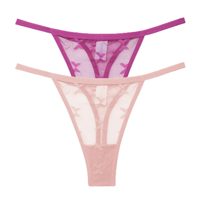 Ensemble 2 strings en maille pour femme – Strings transparents sans couture