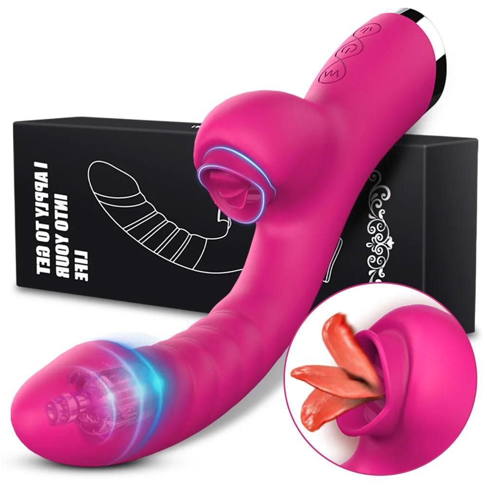 Vibromasseur léchant la langue 2 en 1 pour femme adulte, jouet sexuel, gode, vibromasseur, stimulateur de clitoris avec 20 vitesses.
