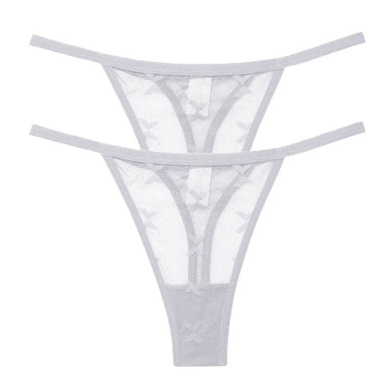 Ensemble 2 strings en maille pour femme – Strings transparents sans couture