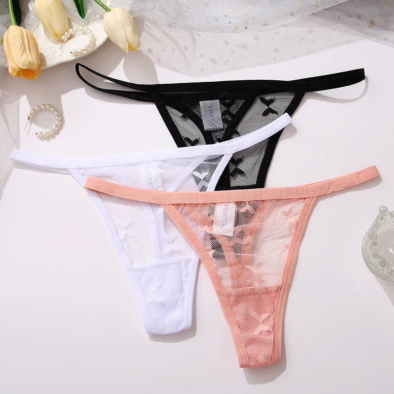 Ensemble 2 strings en maille pour femme – Strings transparents sans couture