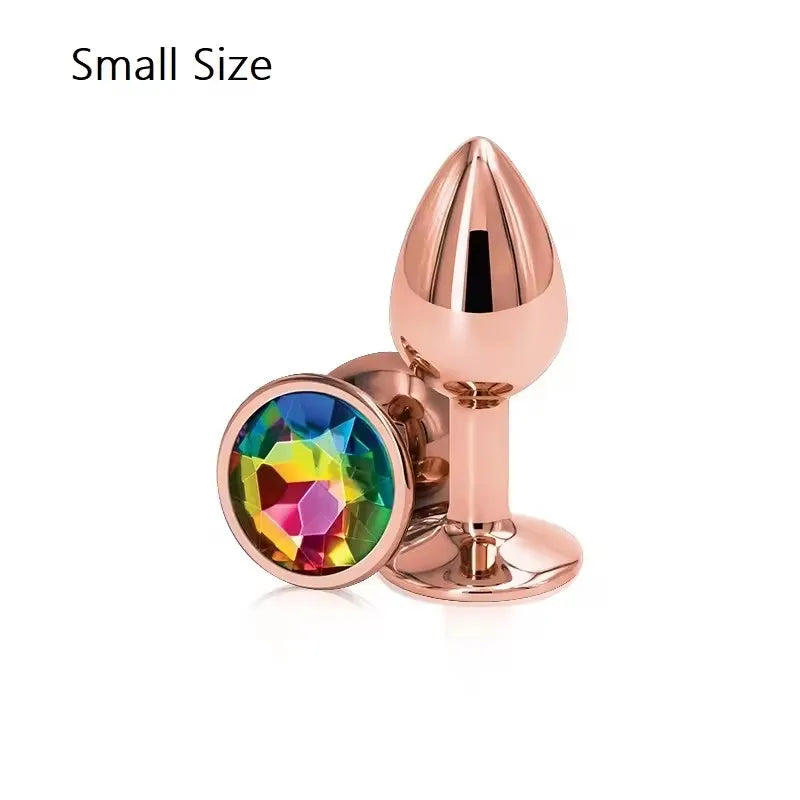 Ensemble de plugs anaux arc-en-ciel en or rose, petites, moyennes et grandes tailles, perles anales en métal, plug anal, bijoux, gode, jouet sexuel pour femme et homme