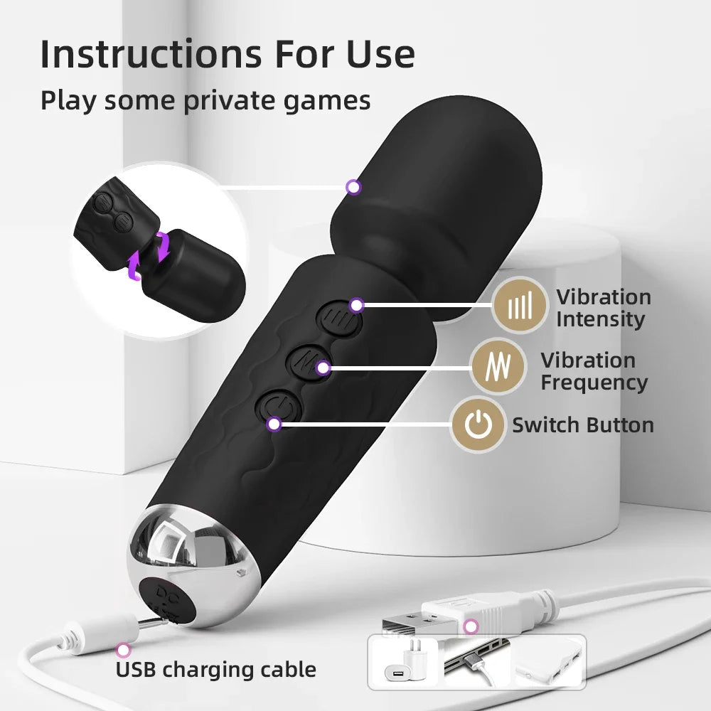 Vibromasseur AV puissant à 20 vitesses pour femmes, stimulateur de clitoris, point G, baguette magique, gode, masturbation féminine, jouets sexuels pour adultes