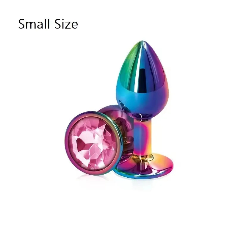Ensemble de plugs anaux arc-en-ciel en or rose, petites, moyennes et grandes tailles, perles anales en métal, plug anal, bijoux, gode, jouet sexuel pour femme et homme
