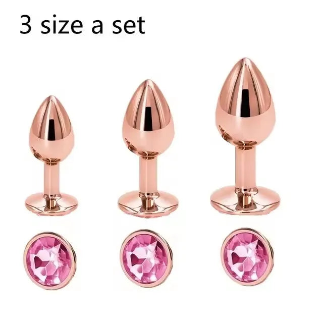 Ensemble de plugs anaux arc-en-ciel en or rose, petites, moyennes et grandes tailles, perles anales en métal, plug anal, bijoux, gode, jouet sexuel pour femme et homme