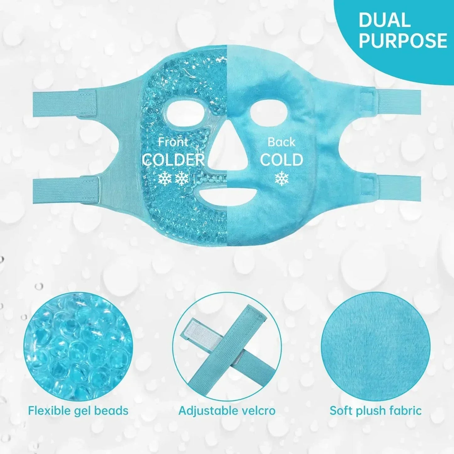 Masque visage et yeux aux perles de gel SPA – Thérapie par le chaud et le froid