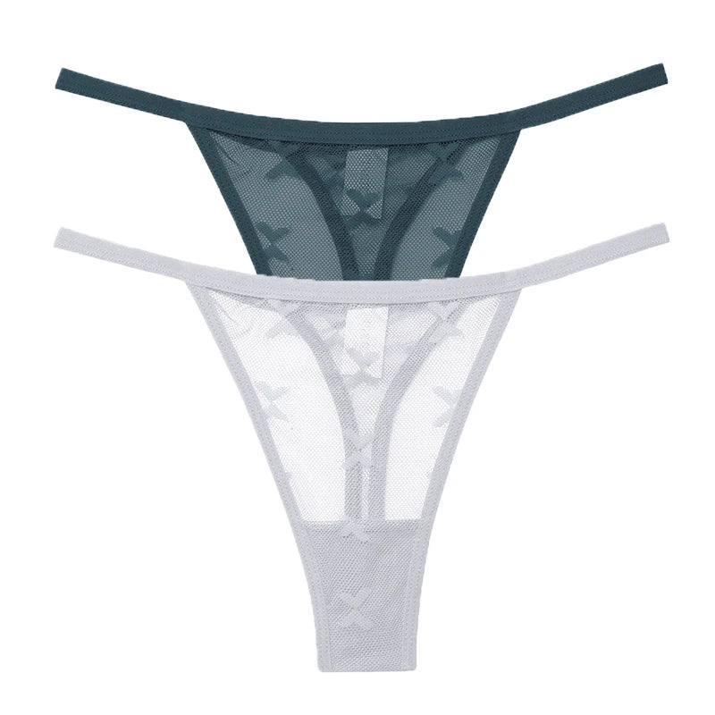 Ensemble 2 strings en maille pour femme – Strings transparents sans couture