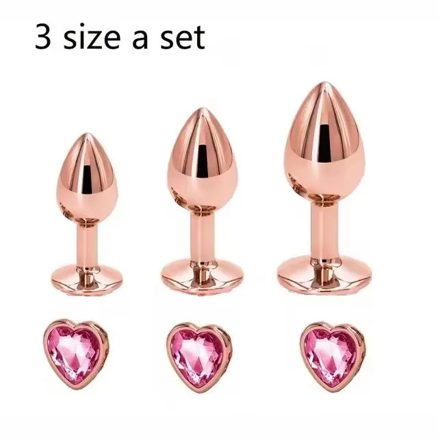 Ensemble de plugs anaux arc-en-ciel en or rose, petites, moyennes et grandes tailles, perles anales en métal, plug anal, bijoux, gode, jouet sexuel pour femme et homme