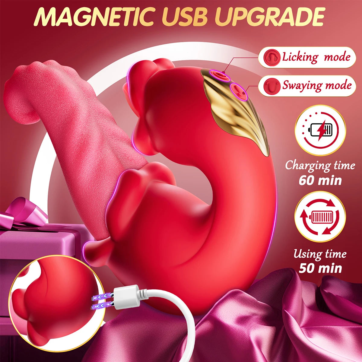 Vibromasseur à langue pivotante pour femme, outil de masturbation féminine, jouet sexuel, stimulateur de vibrations, gode rose, jouets sexuels pour 18 adultes