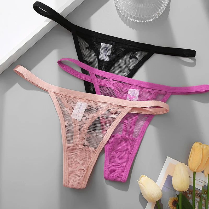 Ensemble 2 strings en maille pour femme – Strings transparents sans couture