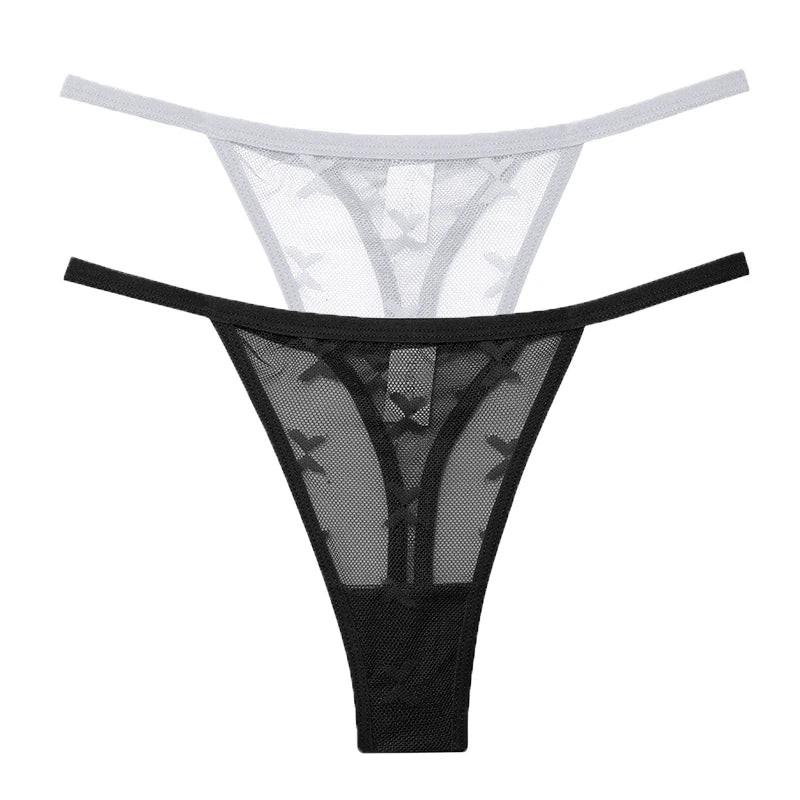 Ensemble 2 strings en maille pour femme – Strings transparents sans couture