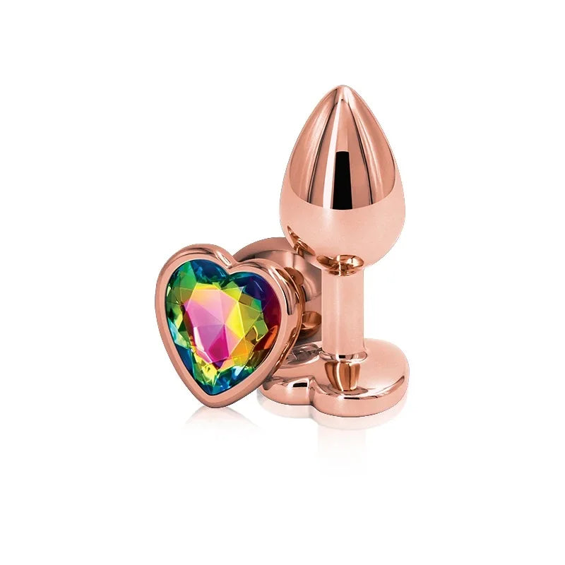 Ensemble de plugs anaux arc-en-ciel en or rose, petites, moyennes et grandes tailles, perles anales en métal, plug anal, bijoux, gode, jouet sexuel pour femme et homme