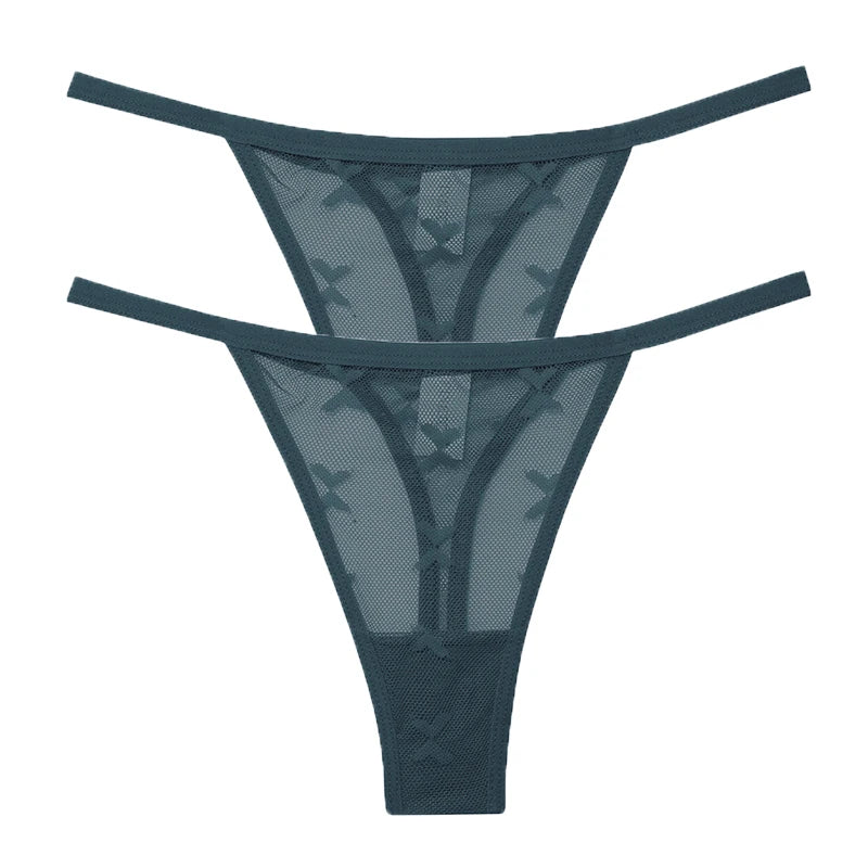 Ensemble 2 strings en maille pour femme – Strings transparents sans couture
