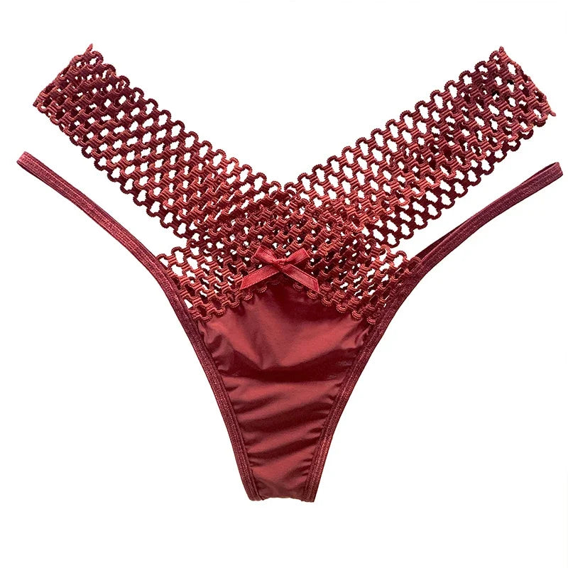 Culotte sexy pour femme, taille basse, ajourée, croisée, lingerie sexy, sous-vêtements confortables, string en soie glacée, tendance