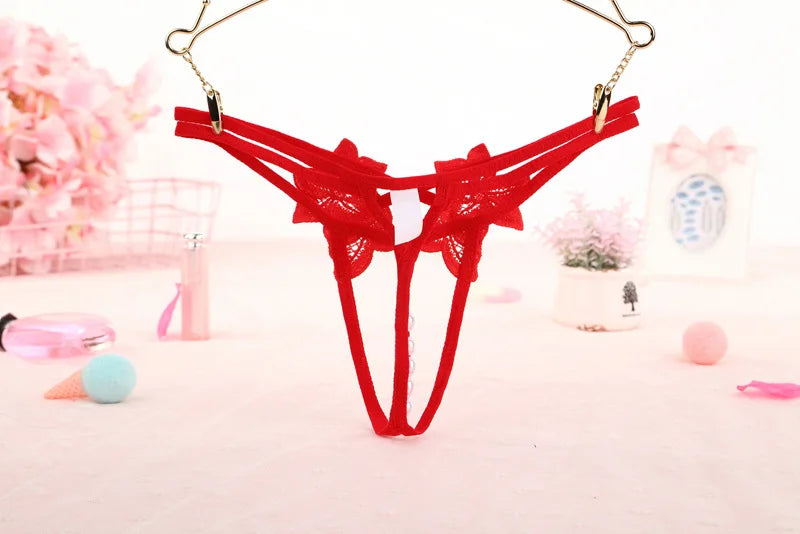 String en perles pour femme – Lingerie sexy à entrejambe ouvert