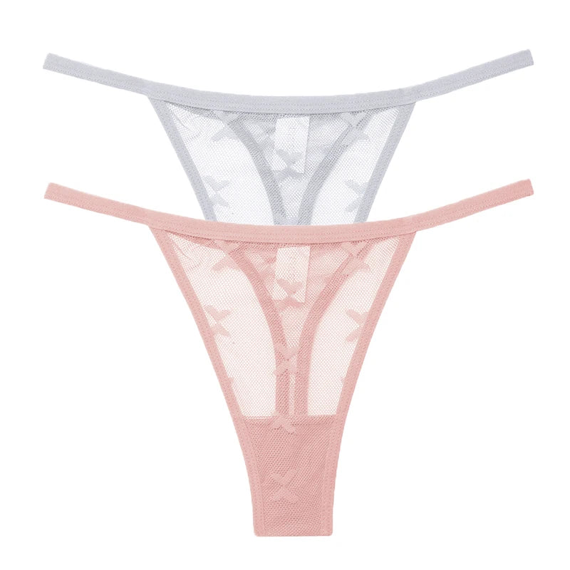 Ensemble 2 strings en maille pour femme – Strings transparents sans couture