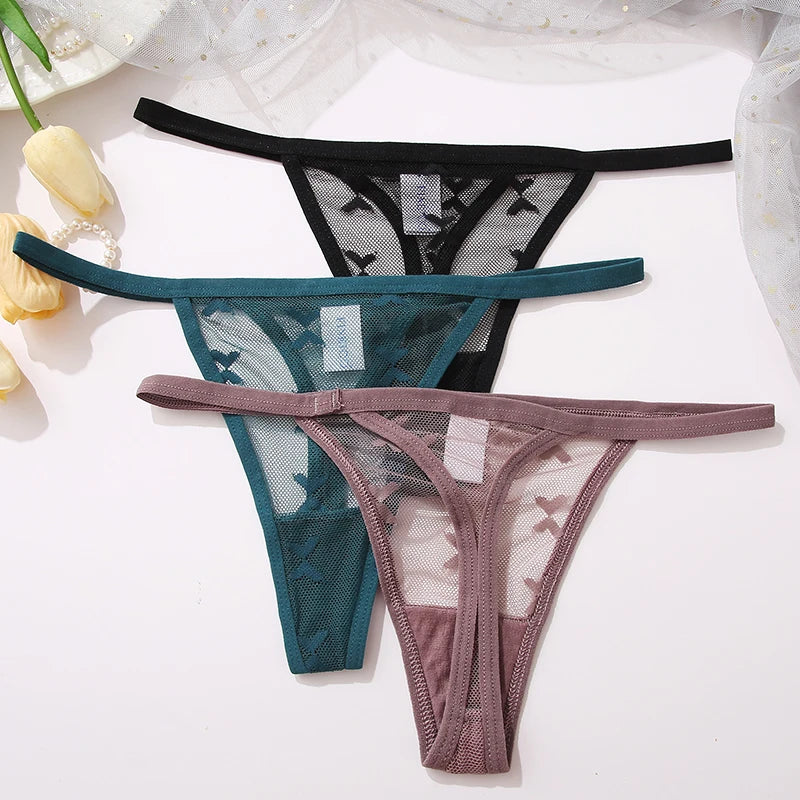 Ensemble 2 strings en maille pour femme – Strings transparents sans couture