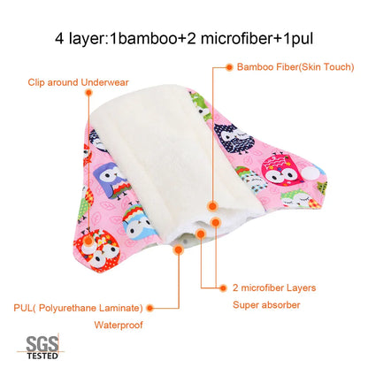 Serviettes hygiéniques réutilisables en charbon de bambou – Protège-slips lavables