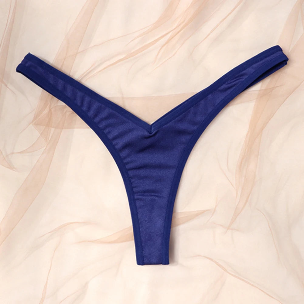 String de sport sexy taille V pour femme, couleur unie, respirant, confortable, entrejambe, taille basse, doux, sous-vêtement bikini